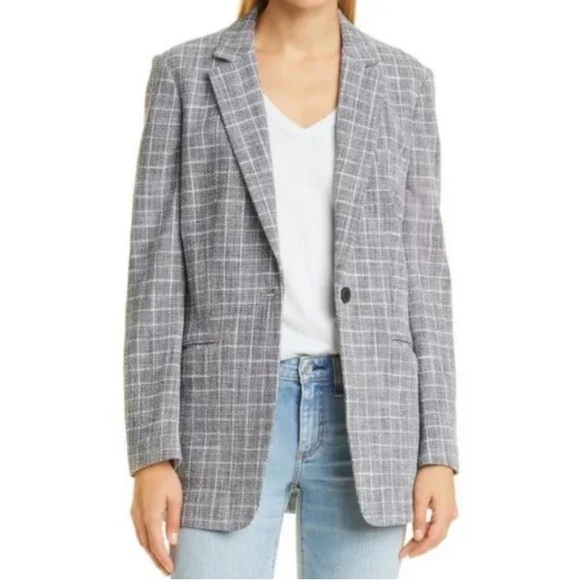 RAG & BONE designer gray checkered s plaid suit blazer jacket luxury NWT sz 6 - Picture 10 of 14